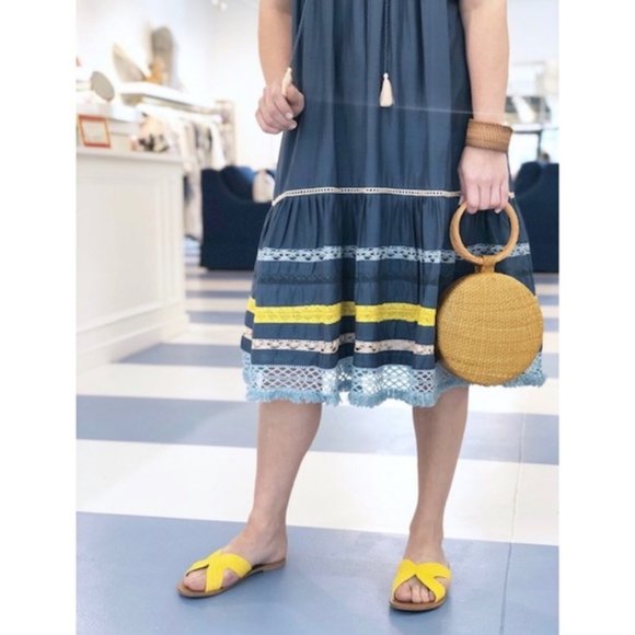 Free People Crochet Lace Boho Midi Dress Blue Pink - Picture 2 of 9